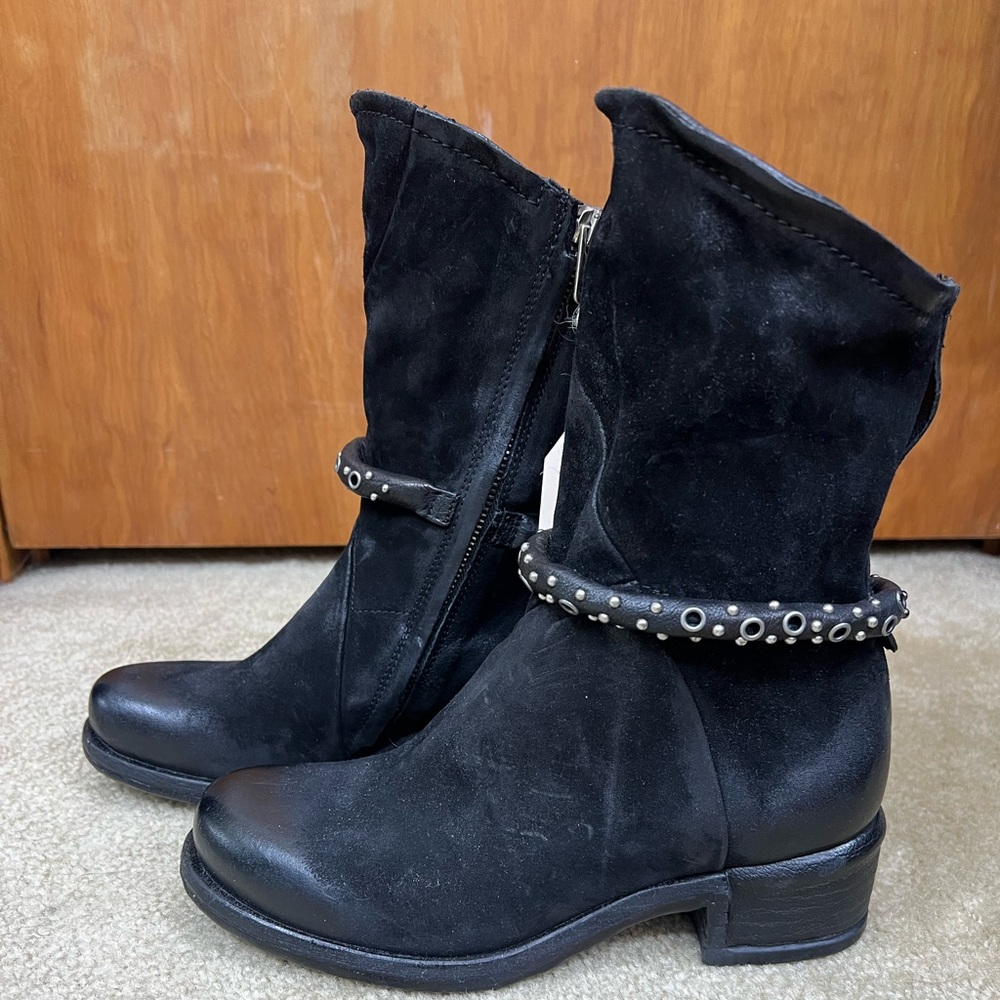 A.S.98 Black Suede Boots EU37 US7 New